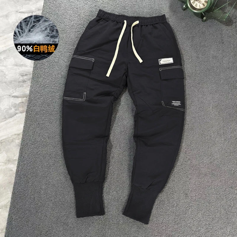 羽绒裤男外穿冬季加厚防风轻薄保暖白鸭绒休闲户外潮牌工装束脚裤