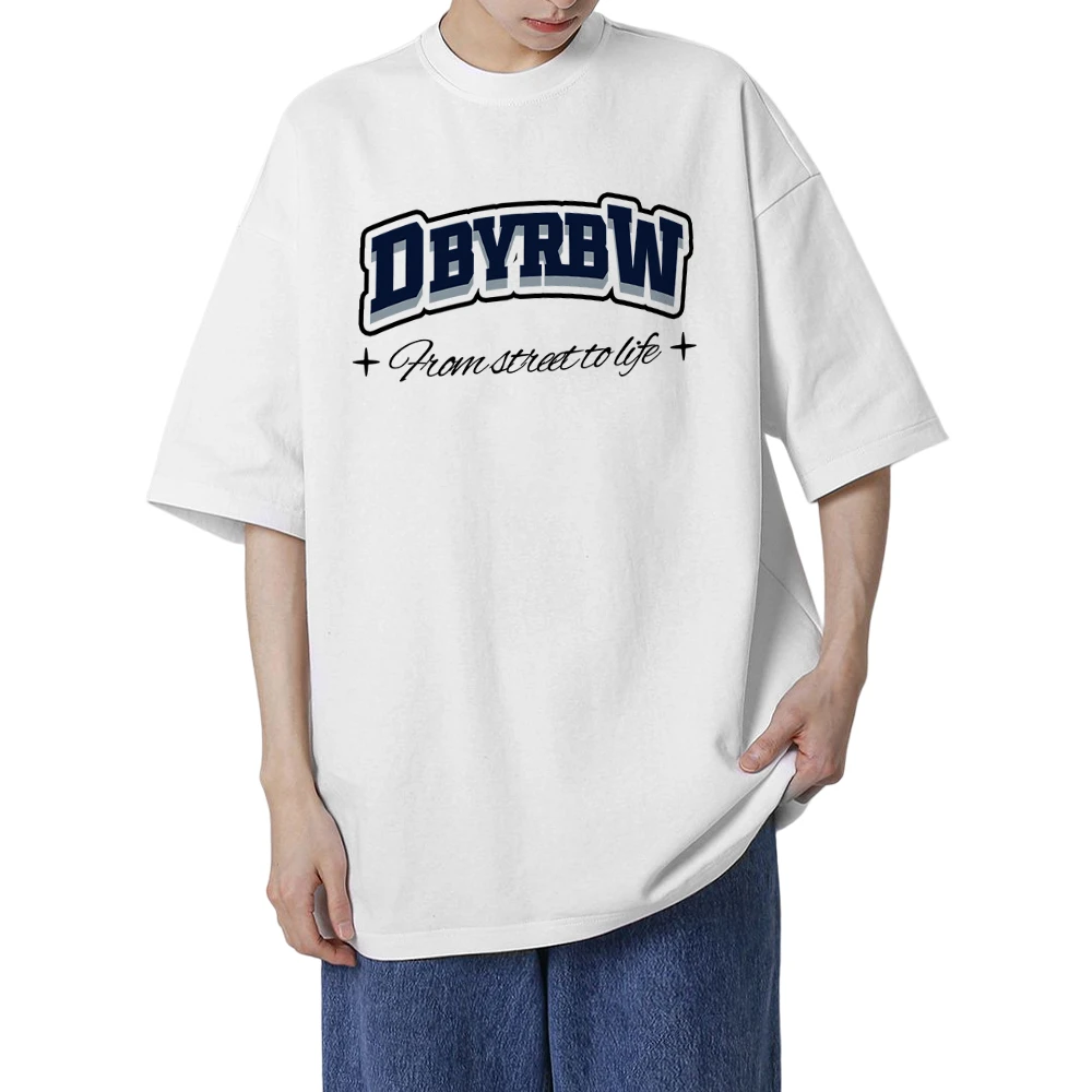 重磅300克潮牌t恤美式复古宽松大码男装圆领纯棉印花百搭半袖ins