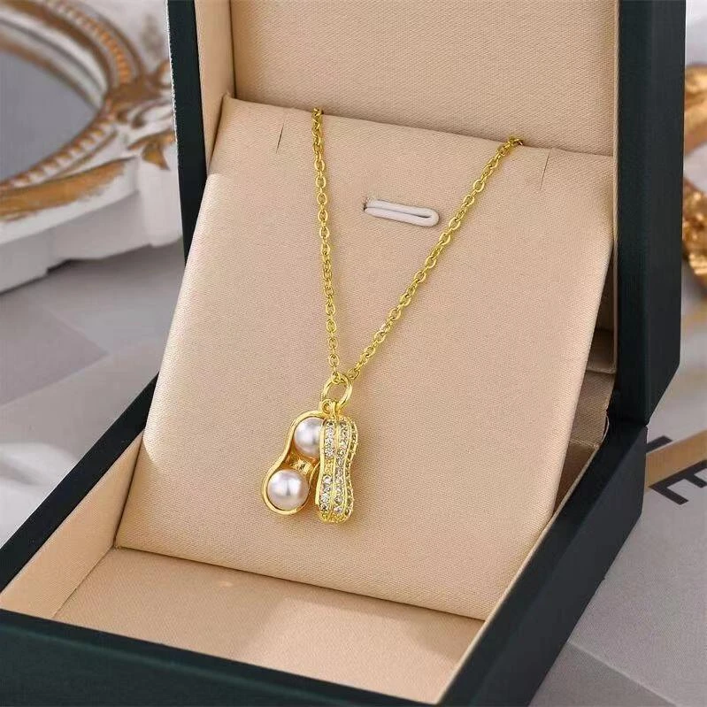 钛钢项链 好事花生项链珠珠吊坠精致小众轻奢满钻 BRIGHT301