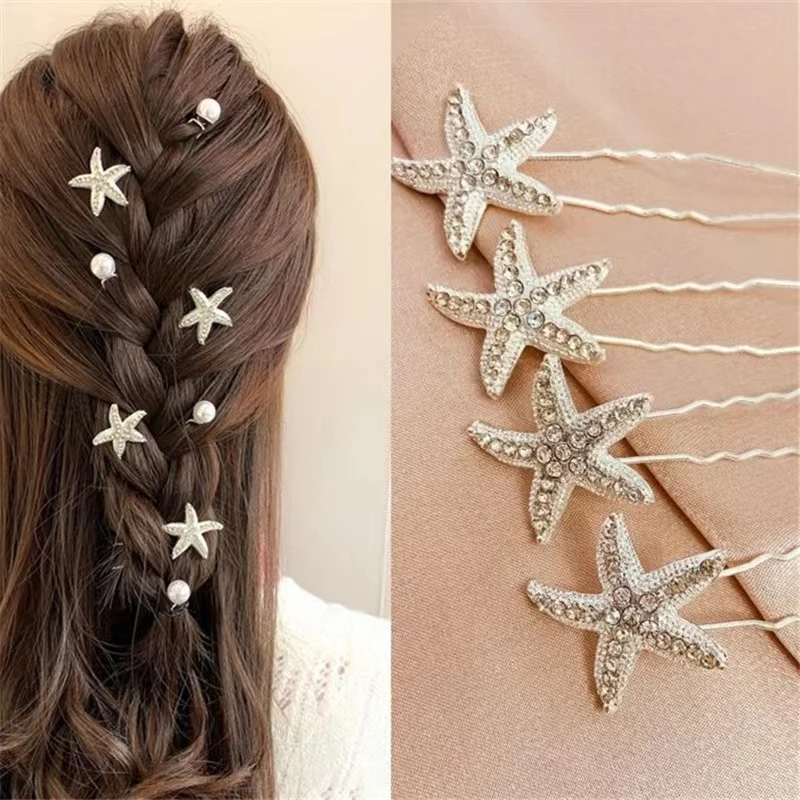 锌合金发饰 网红小海星发簪5个装头饰韩版气质时尚精致简约百搭