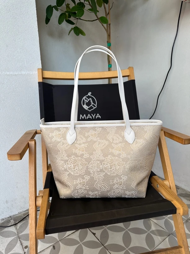 广西壮锦非遗包包浅金棕龙凤吉祥纹大托特包时尚女包通勤包单肩包