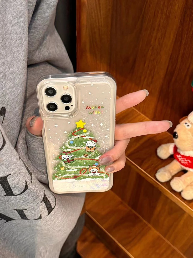 【甜甜】雪花流沙圣诞树插画适用15promax苹果14新款13手机壳iPhone