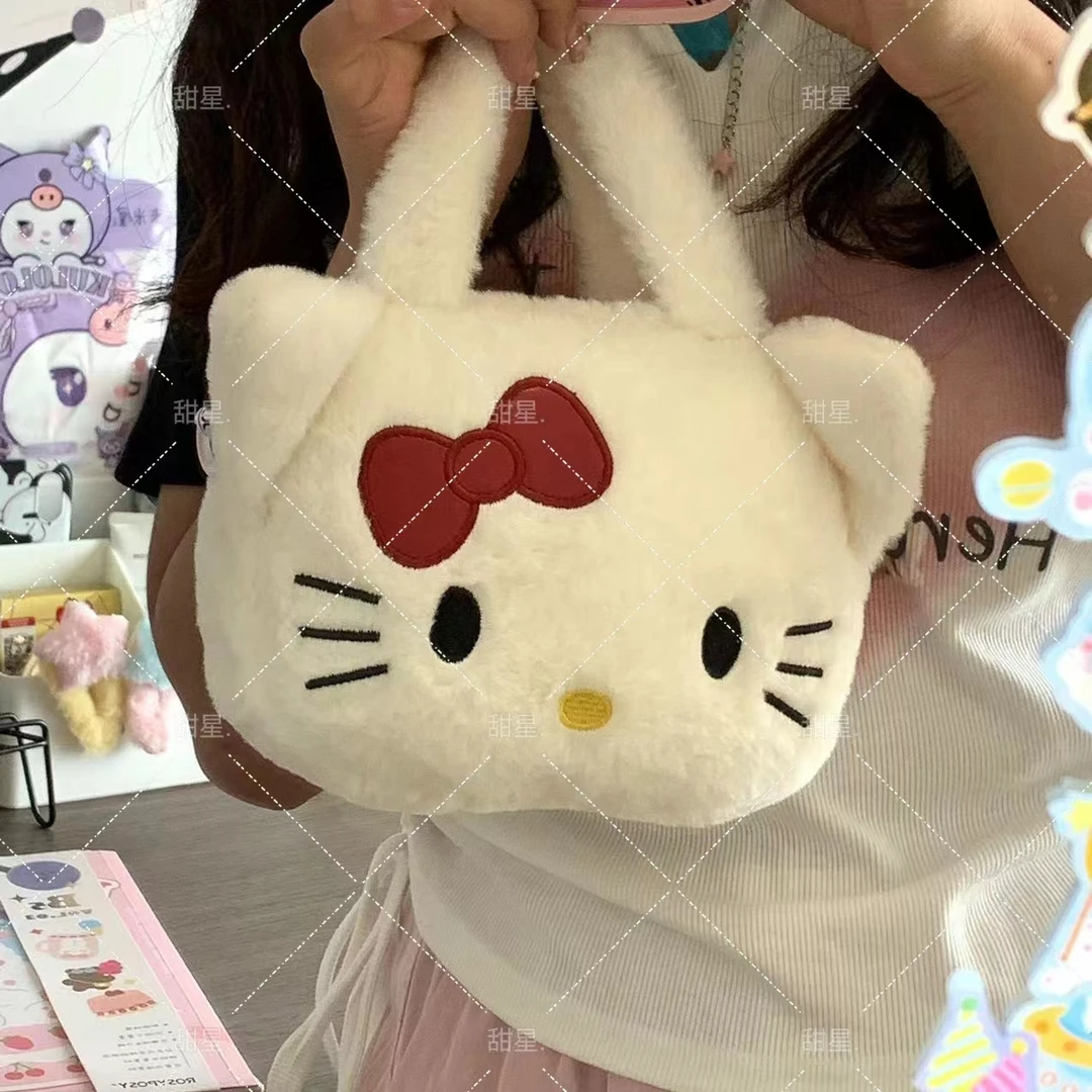 【曲奇】可爱kt猫玉桂狗美乐蒂毛绒手提包卡通草莓熊单肩斜挎包女