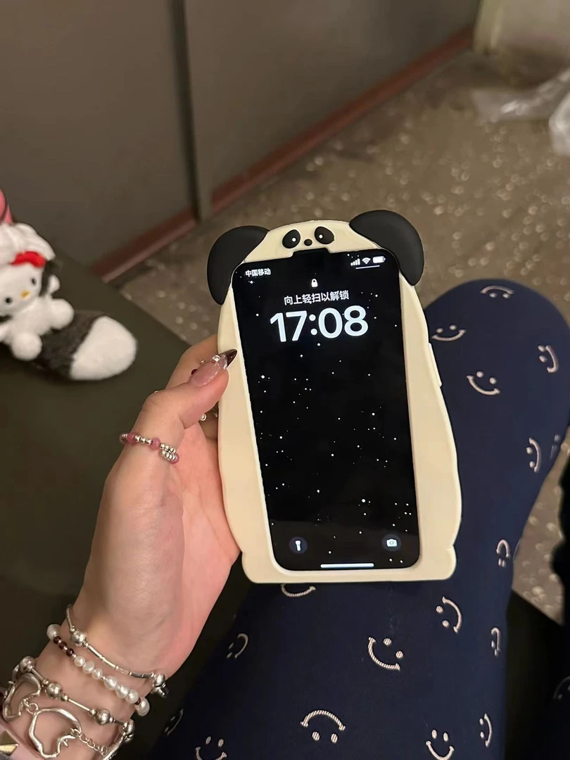【果盟】可爱卡通站立小熊猫iphone15promax手机壳13少女苹果14/软