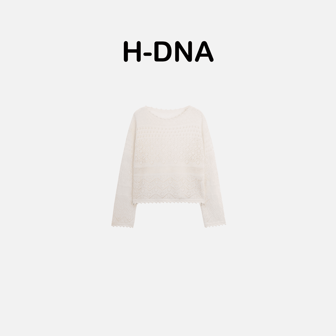【H-DNA】"漫漫诗语"进口原厂纱 纯亚麻镂空针织衫长袖罩衫