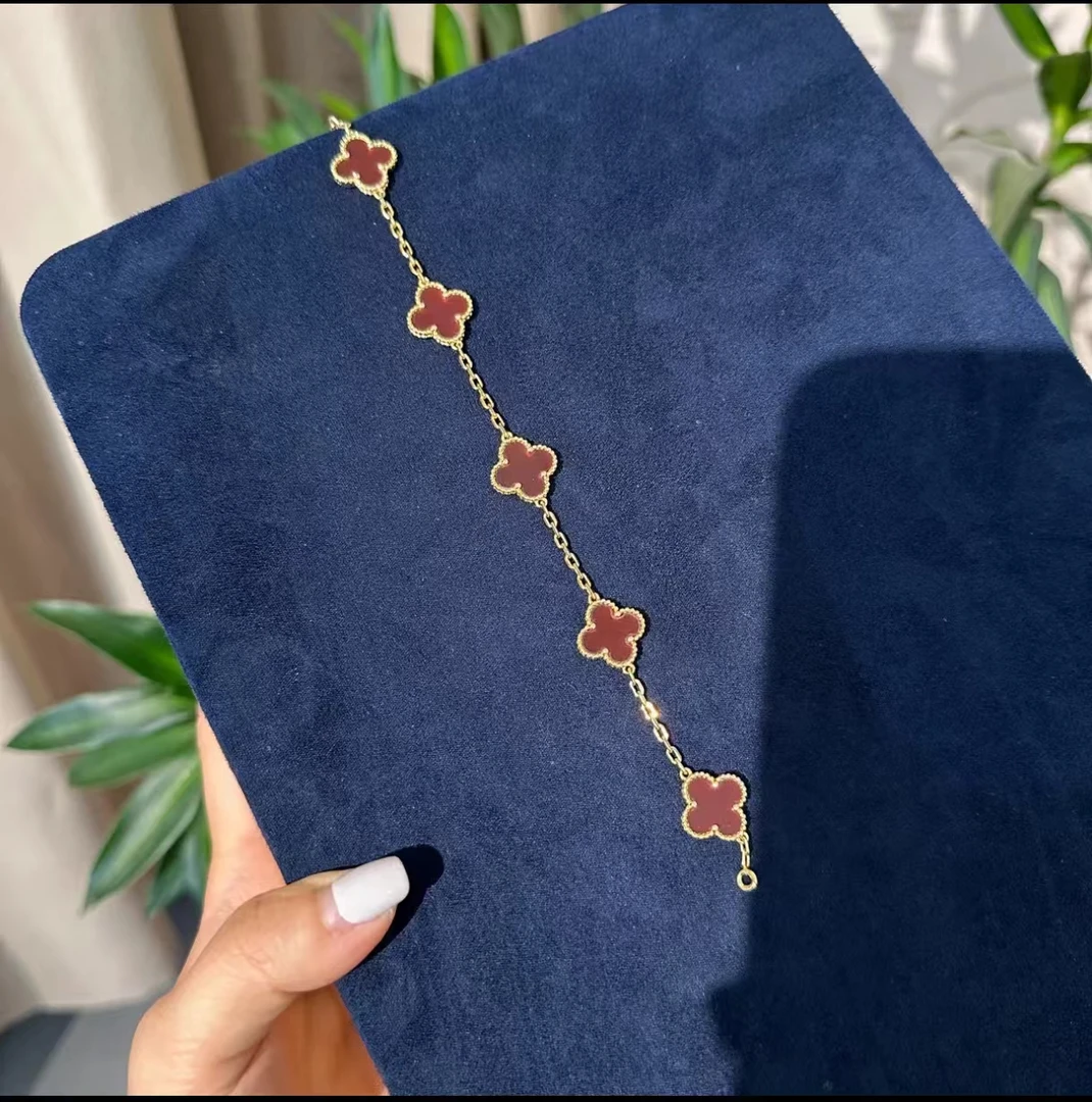 【高定手镶】四叶幸运草五花手链手工镶嵌DIY时尚百搭