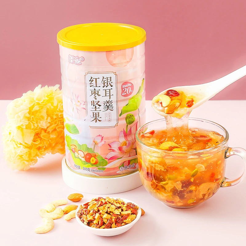 好恋红枣坚果银耳羹500g罐装藕粉批发坚果莲藕粉网红零食好吃不贵