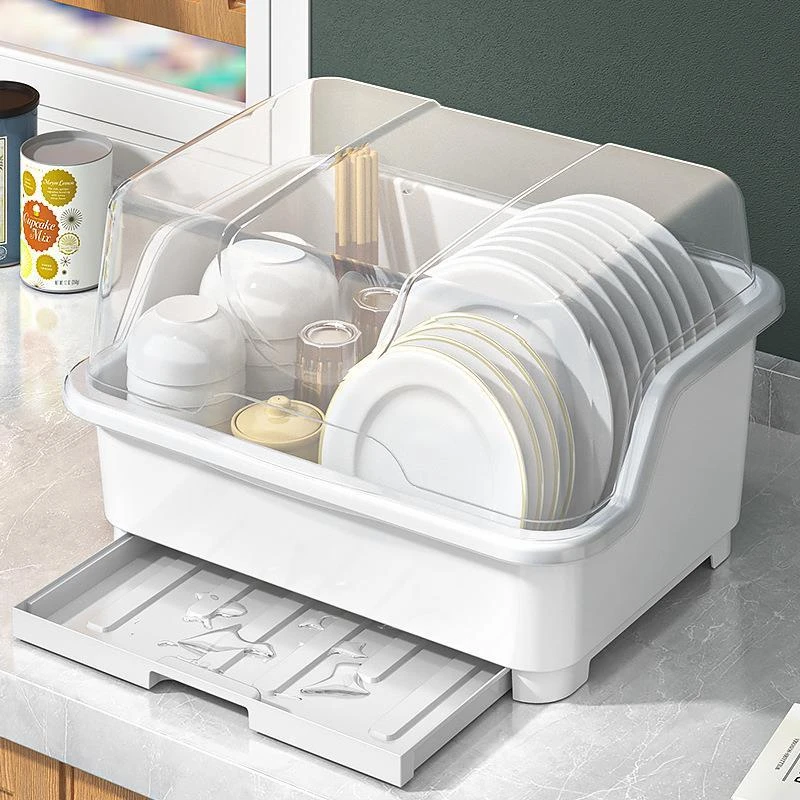 碗筷餐具收纳盒家用特大号带盖防尘碗碟沥水架厨房置地式沥水碗架