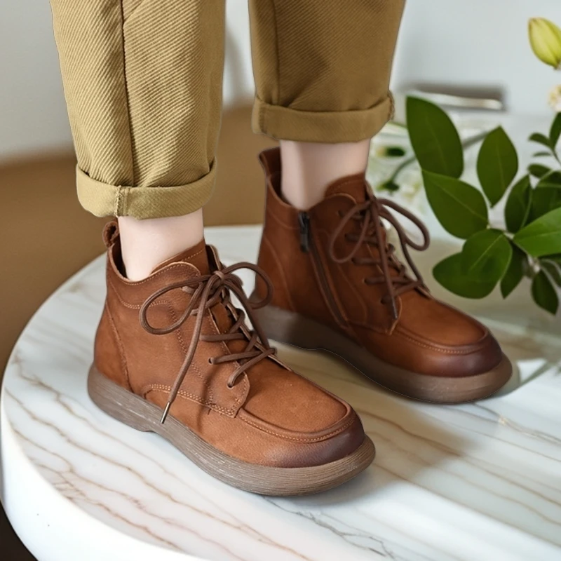 小四子【39092马丁靴】秋冬系列 浅筒系带马丁靴 高端百搭款靴子