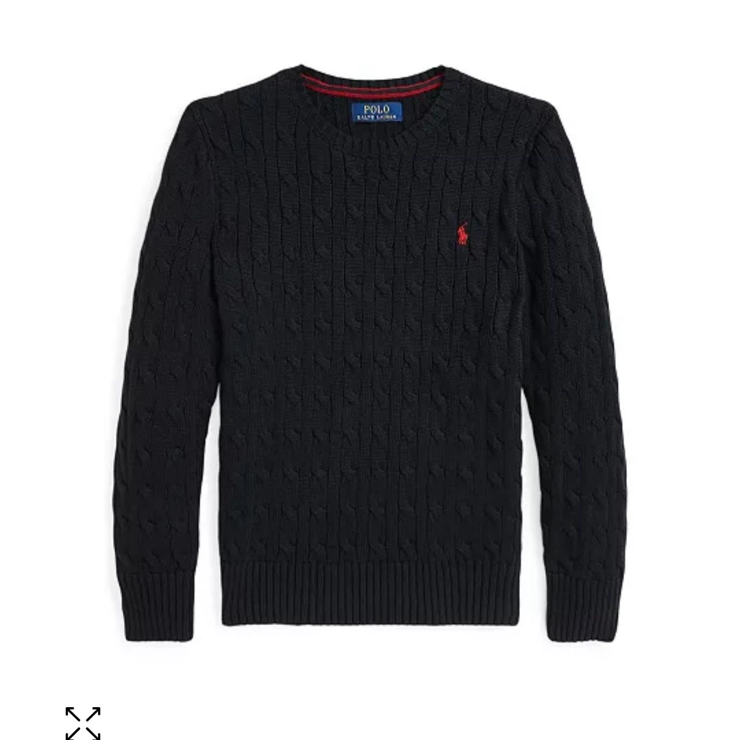 黑色拉夫劳伦男编织麻花毛衣16-18岁（女士穿好好看）