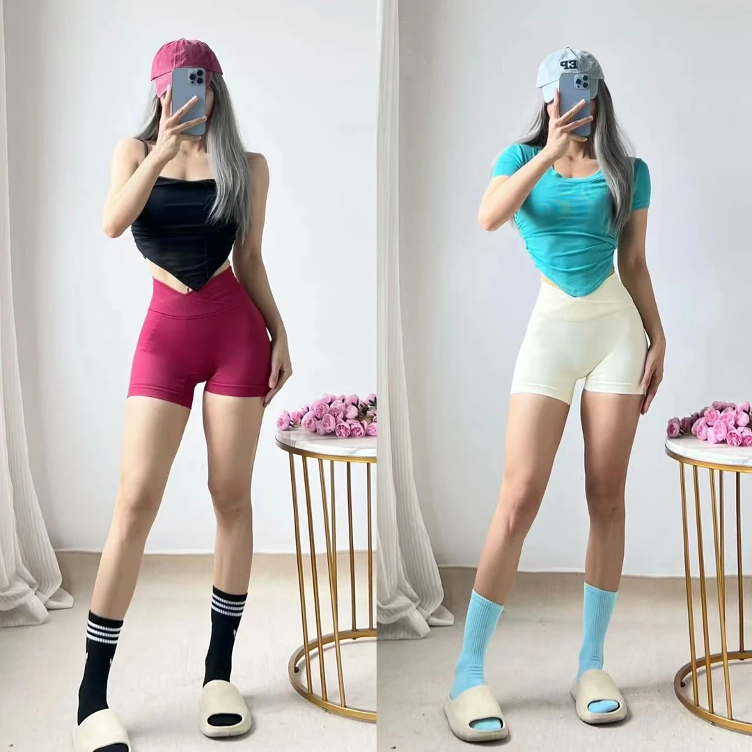 【大严家】v腰压力显瘦运动速干无缝高弹蜜桃提臀健身瑜伽裤三分半