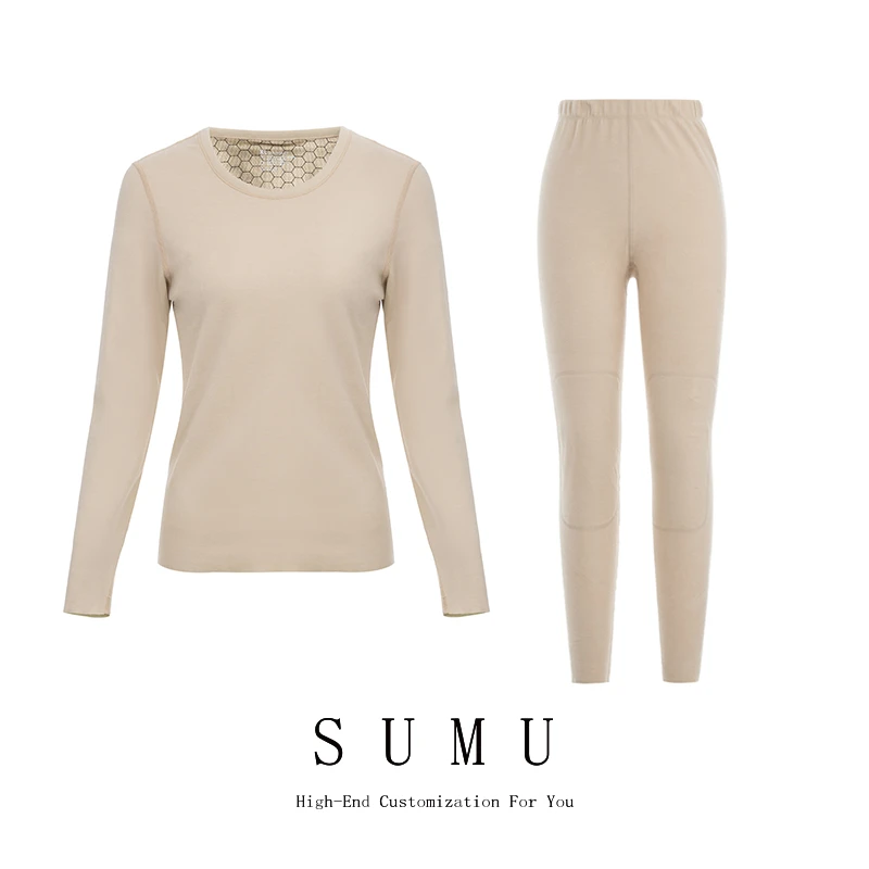 宿慕SUMU 10.5秋冬2023新款女生云感绒保暖秋衣秋裤套装030