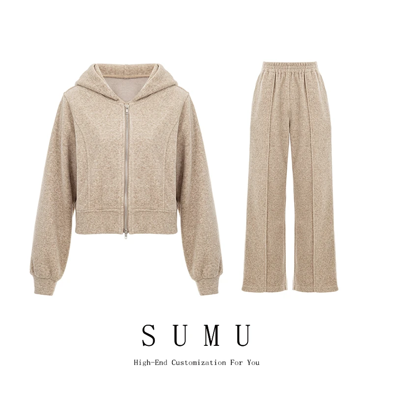 小雨女装自产8-13秋季2023新款潮流休闲百搭连帽上衣裤子套装678