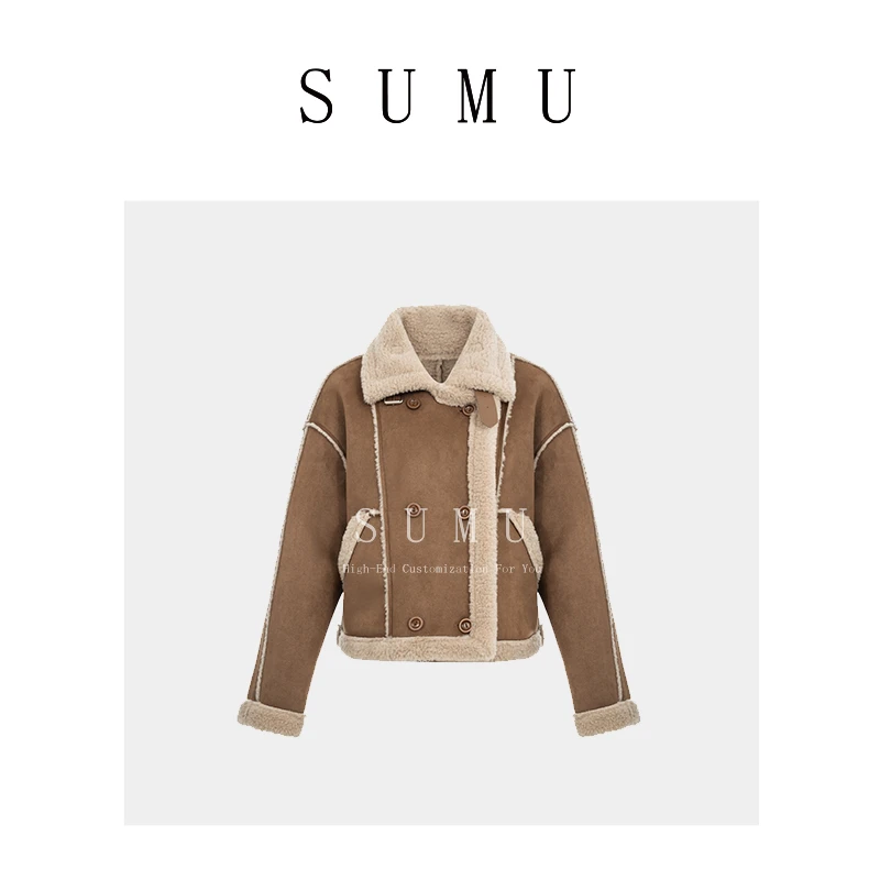 宿慕SUMU 翻领加绒外套 1.15秋冬季新款韩版时尚轻奢上衣969