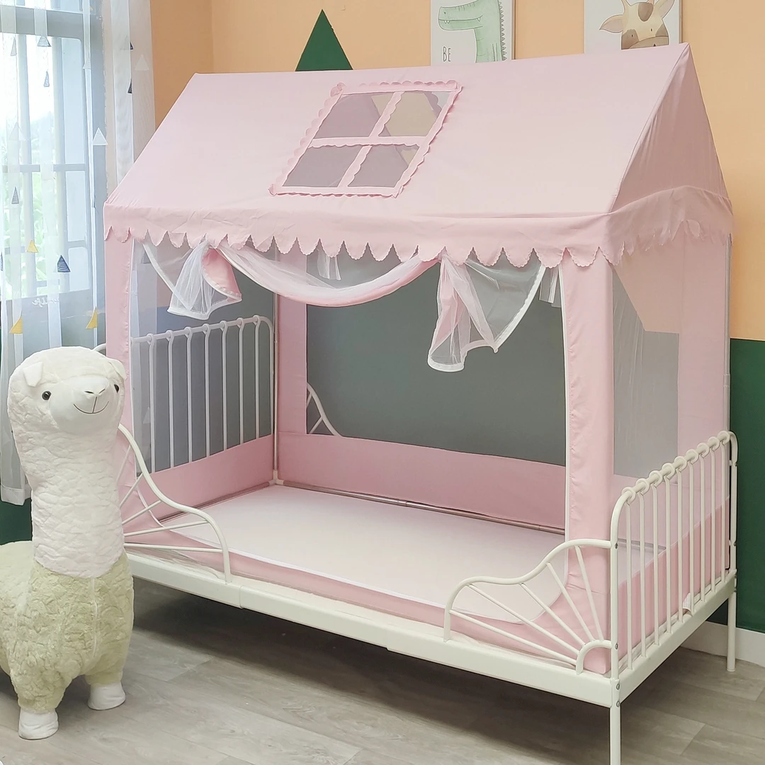 拼接床儿童床蚊帐幼儿床单人床宝宝床全底防摔不锈钢支架可定制