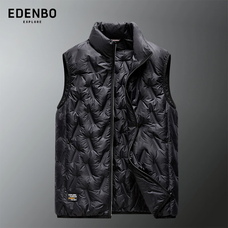 爱登堡男士羽绒马甲2025新款秋冬季鸭绒立领短款轻薄休闲背心外套