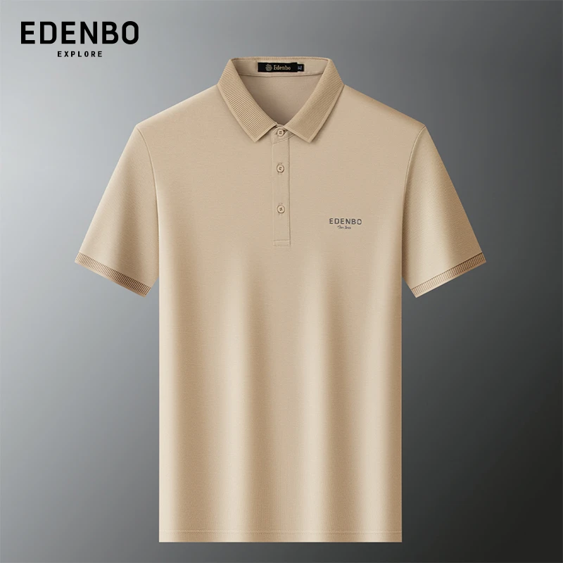 爱登堡凉感t恤男士短袖夏季新款桑蚕丝休闲透气翻领半袖polo衫男