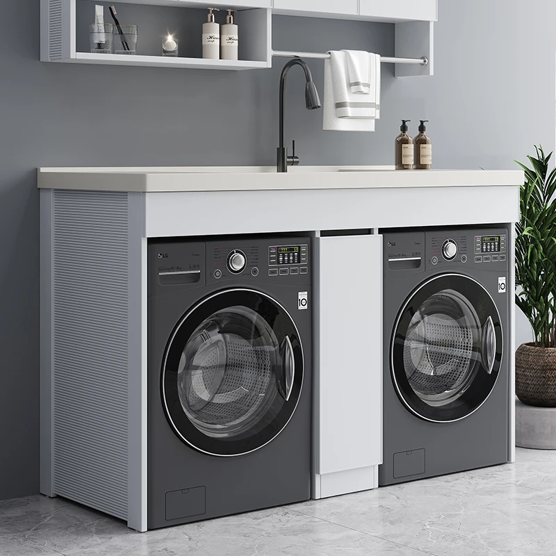 新款双洗衣机阳台洗衣柜组合烘干机伴侣洗衣台并排双机一体柜定制
