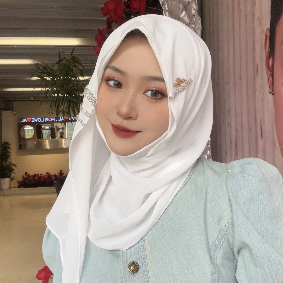 柯儿·甜酷风发夹雪纺绕巾（脸大可拍）