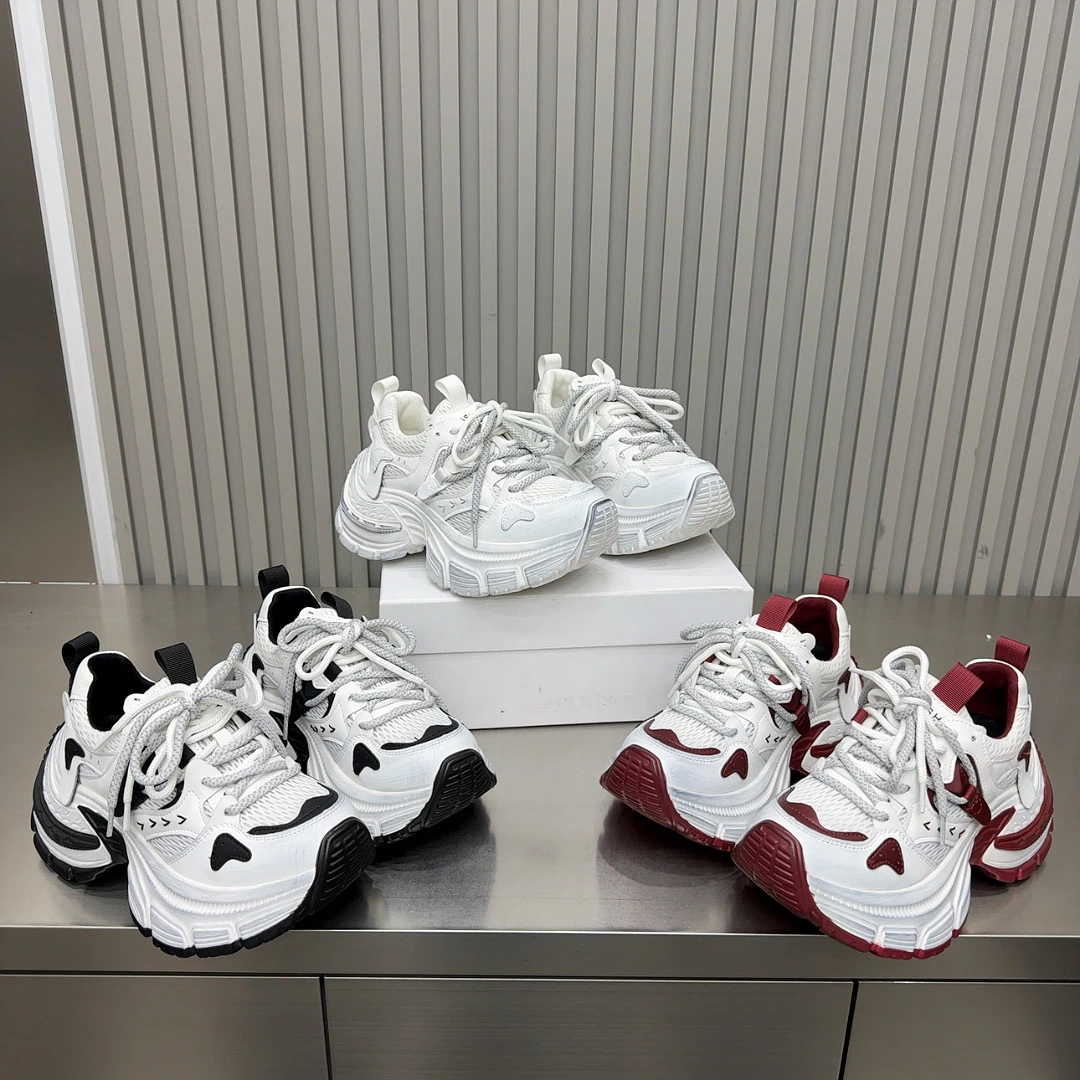 2024四季新款松糕厚底增高小个子复古做旧擦色休闲运动跑步老爹鞋