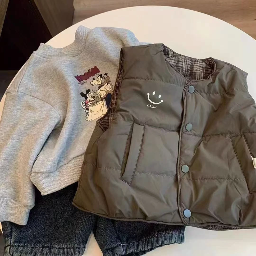 两面穿~2025马甲秋冬季新款马甲中小童可爱外穿洋气坎肩外套