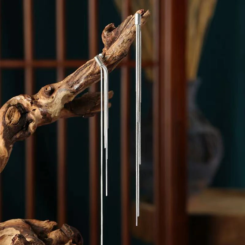 非金属耳饰 白意气质流苏古风简约百搭长款素款民族优雅大气耳饰