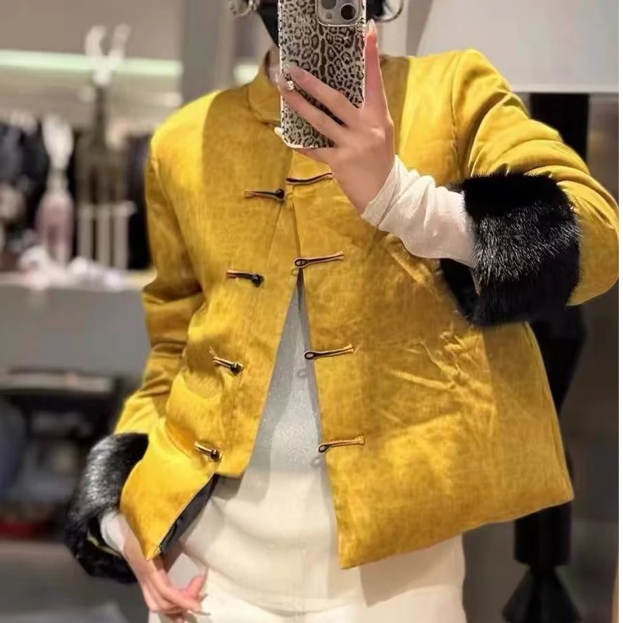 2024冬季新中式盘扣立领加厚保暖外套8316