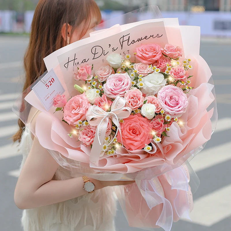 【少女心❤】粉玫瑰花束鲜花·闺蜜生日礼物同城送花成都河南配送上门