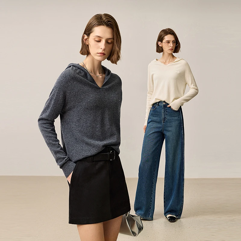 LILY2024冬季新款雅丹风美丽诺绵羊毛休闲女装针织衫124409TK990