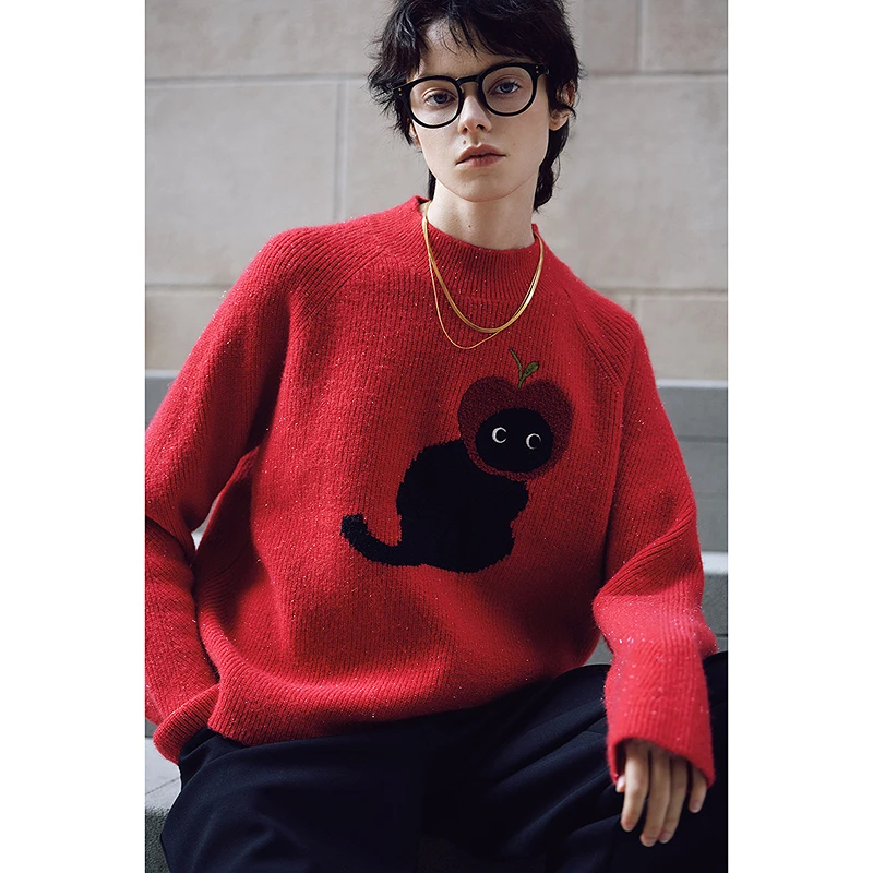 【苹果猫毛衣】LILY冬新款时尚简约舒适百搭女装针织衫124439TK999