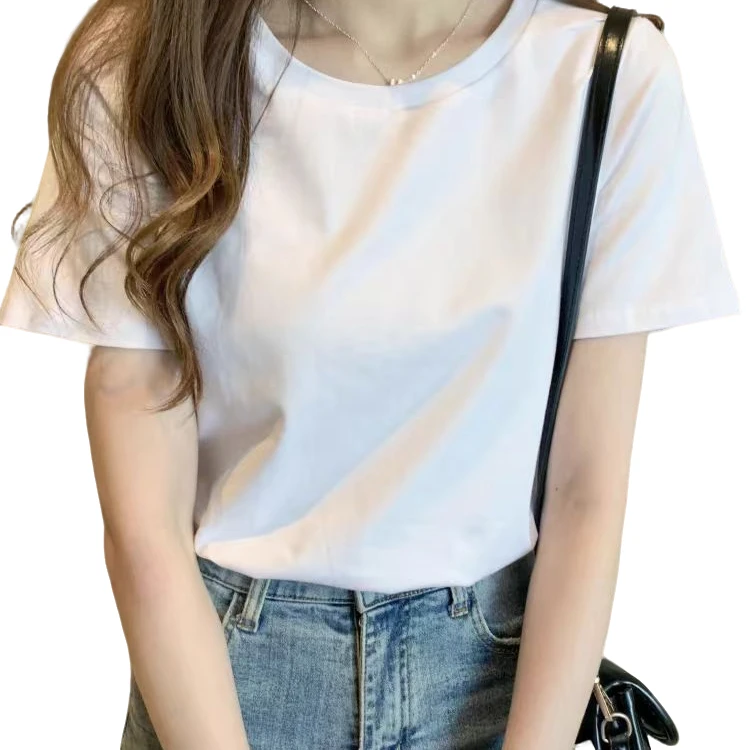 时尚显瘦白色T恤休闲百搭夏季半袖春夏宽松纯色圆领