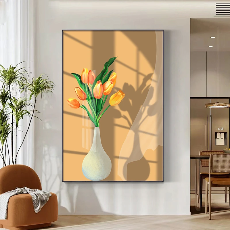 北欧花瓶静物客厅进门玄关装饰画绿植治愈系过道尽头挂画卧室壁画