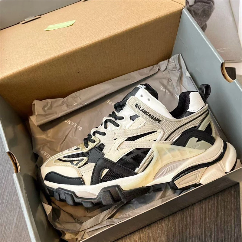 24超轻复古老爹网鞋女款系带潮复古休闲女鞋增高潮流休闲厚底板鞋