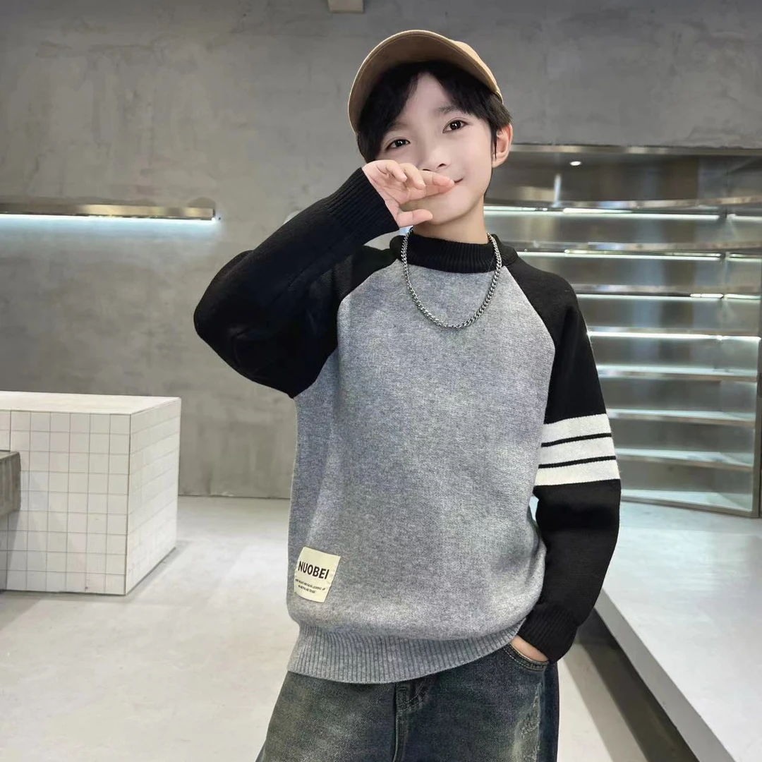 儿童毛衣男童2025秋冬新款加厚保暖中大童休闲韩版针织衫打底潮