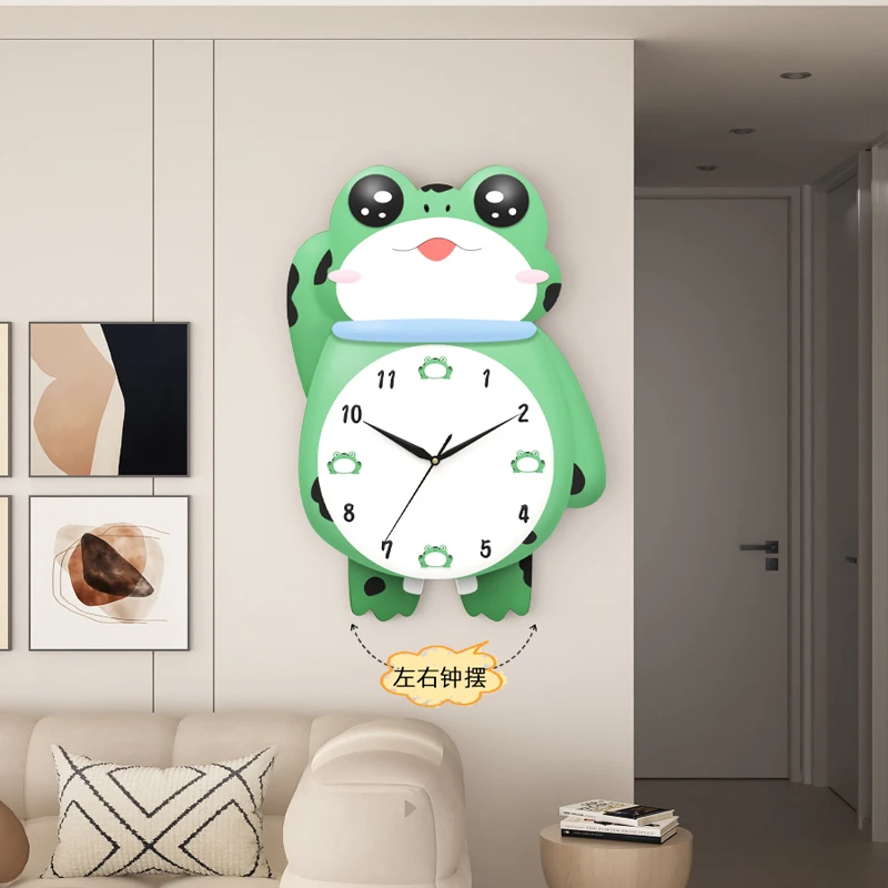 新款挂钟客厅家用摇摆钟表静音装饰时钟挂墙卧室石英钟免打孔挂表