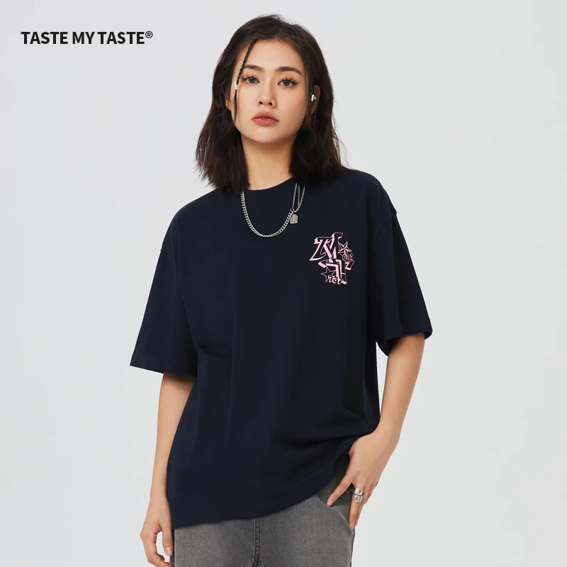 国潮T恤户外休闲情侣夏季春夏宽松印花圆领女装运动百搭女士潮流