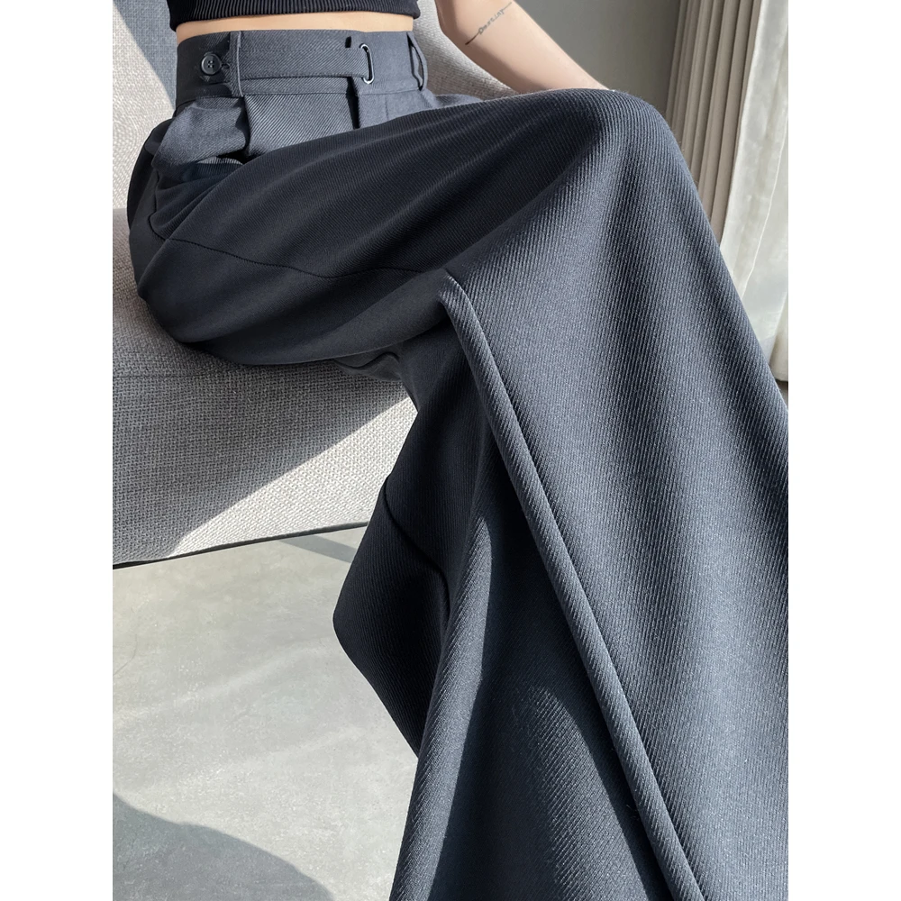 灰色高级感西装裤子女春夏季2024新款高腰显瘦窄版直筒阔腿裤垂感