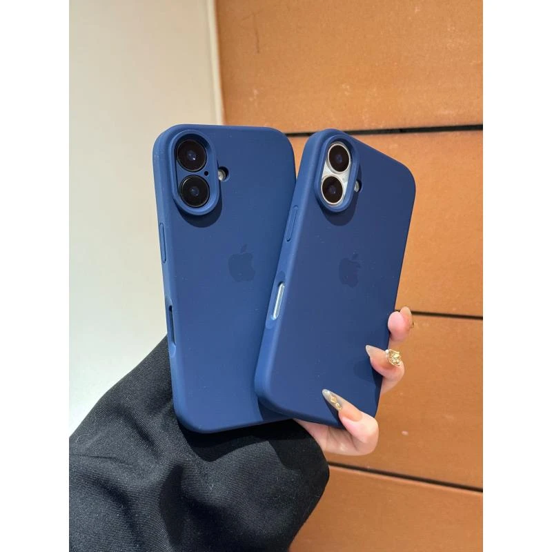 海军蓝适用苹果16promax手机壳15液态硅胶iphone14简约13纯色1211