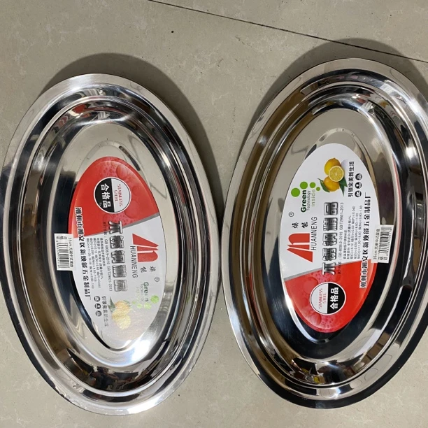 大号不锈钢加厚鱼盘长度约35厘米左右，食品级无磁拍一发二