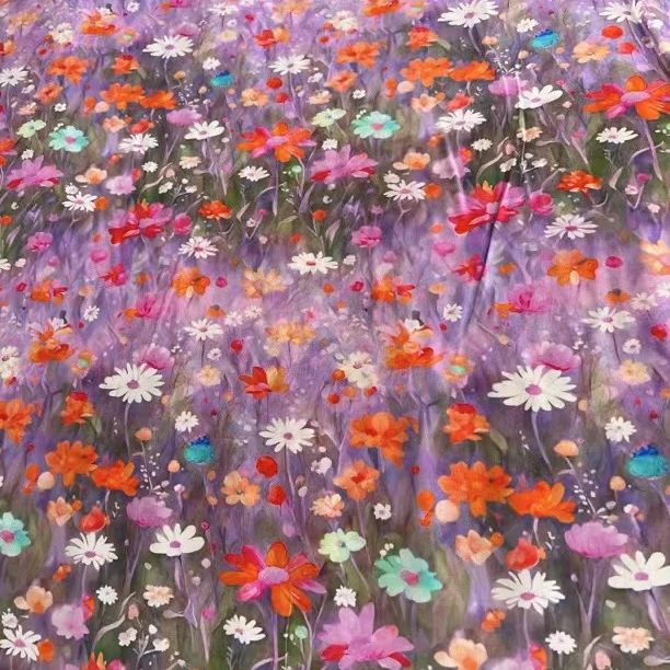 棉绸面料布料如梦似幻紫色3D立体印花