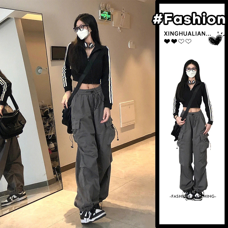 长裤复古小个子设计感小众休闲裤子美式工装高腰夏季新款女9510