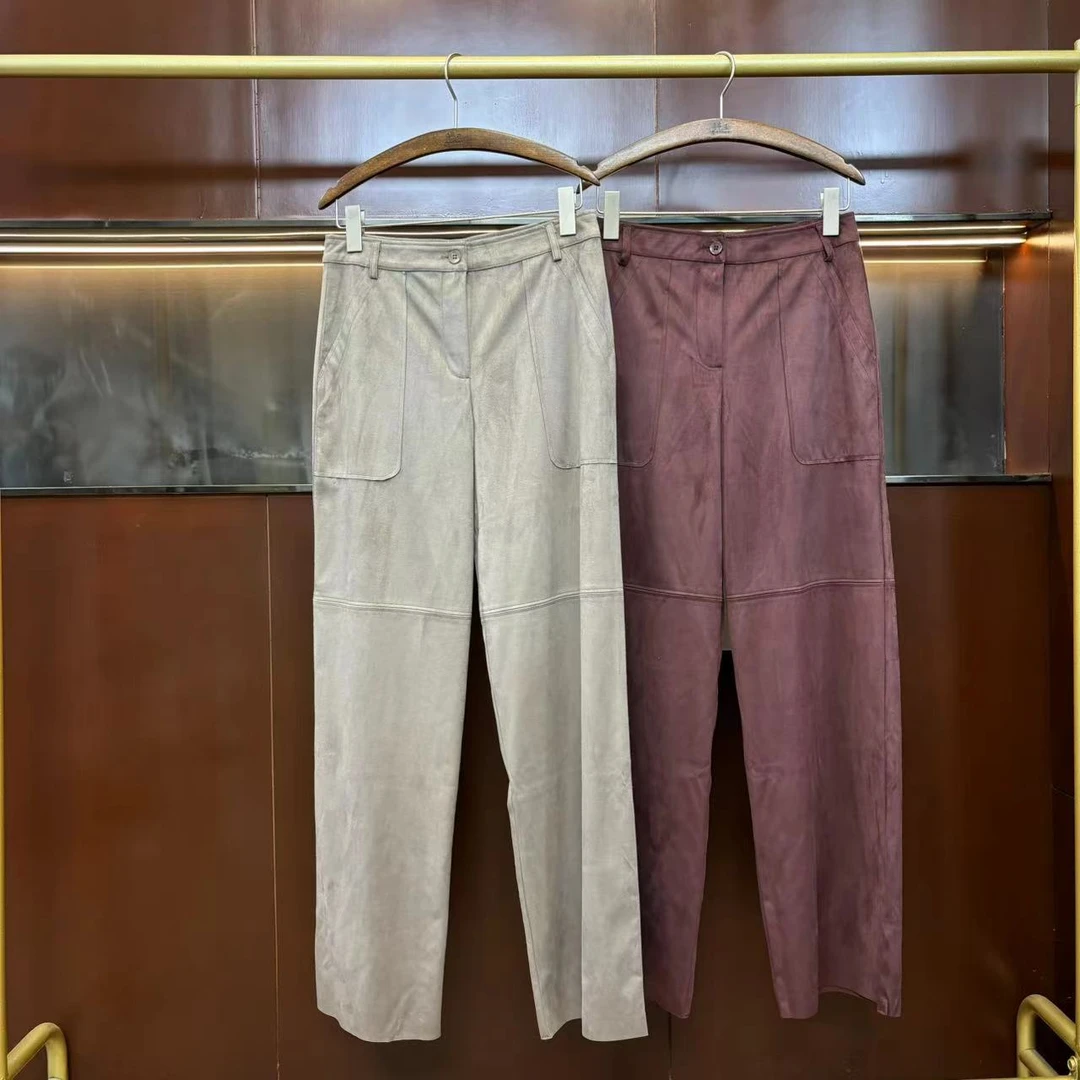 CKZ2074 意大利客人订单 皮绒系列双口袋直筒裤