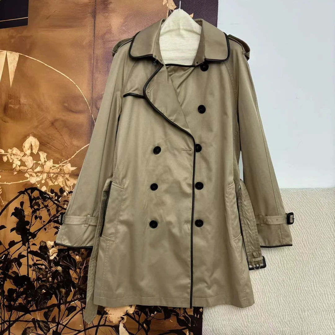 CSY3199 英国客人订单 拼皮格子风衣