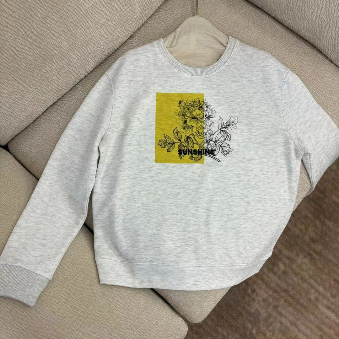 CSY3227 国内客人订单 拼色花朵阳光刺绣卫衣