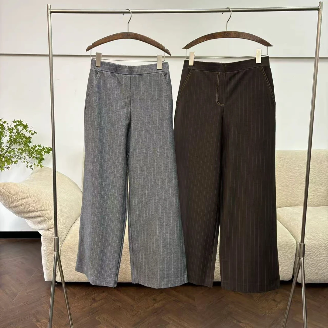 【特价】CKZ3439 意大利客人订单 双色明线竖条纹阔腿裤