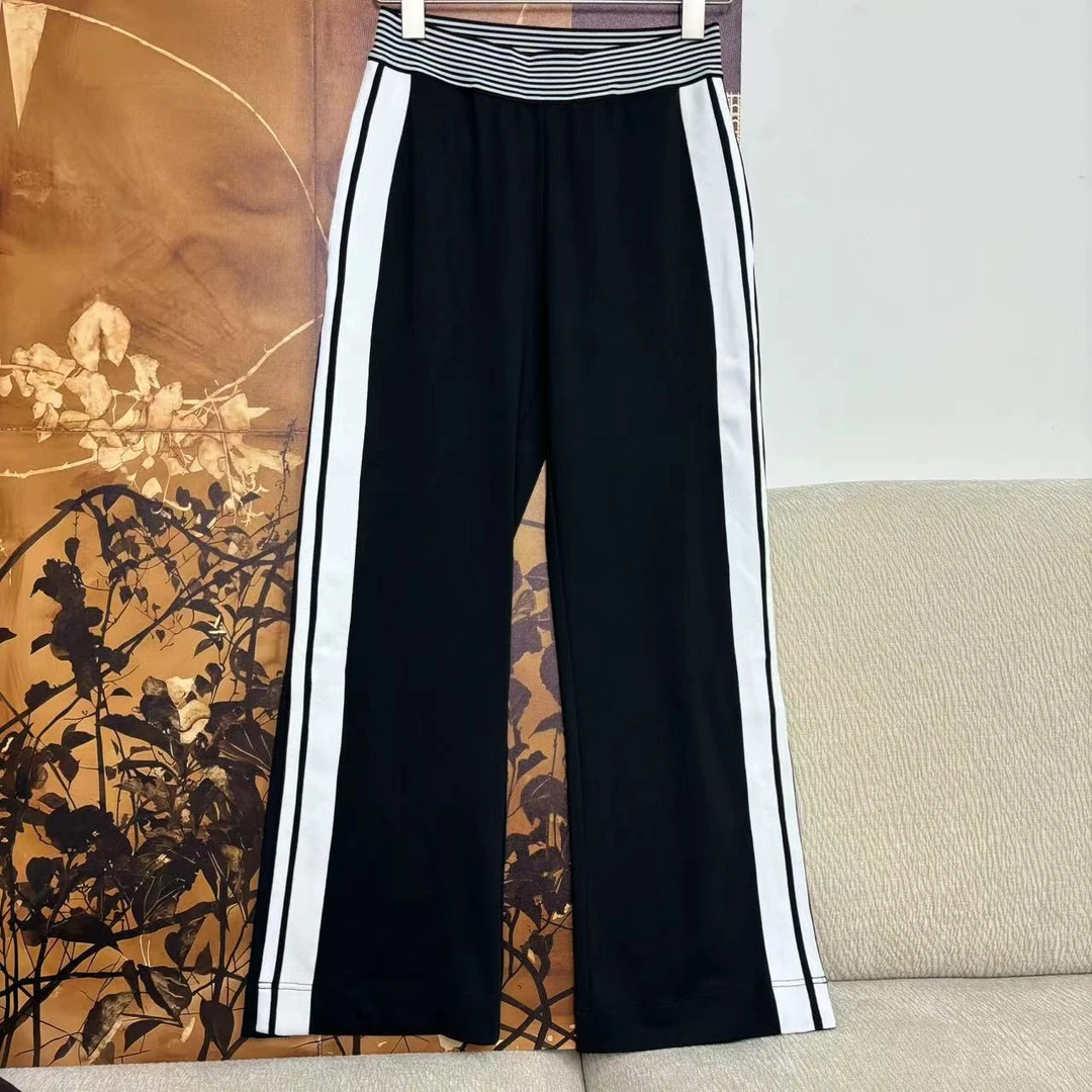 CKZ2795 拼色条纹直筒裤