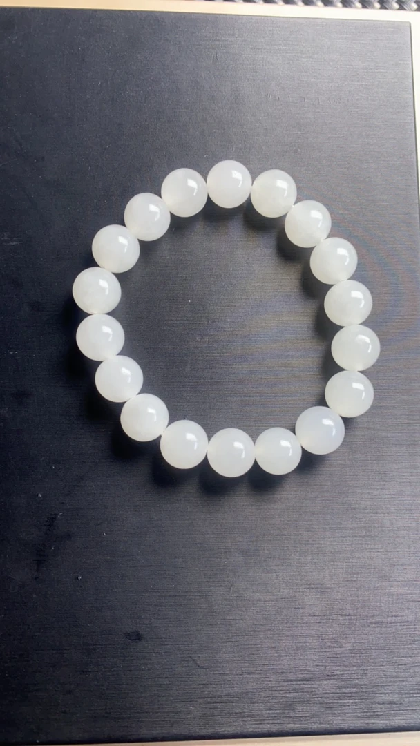和田玉白玉圆珠手串