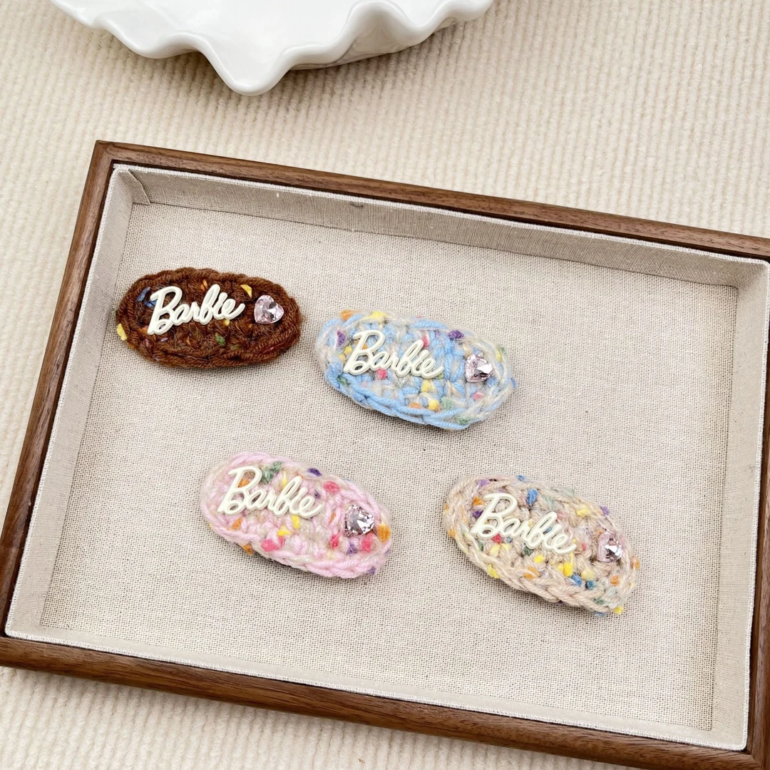 韩版ins风甜美可爱新款字母爱心水钻彩色针织毛线发夹BB夹刘海夹