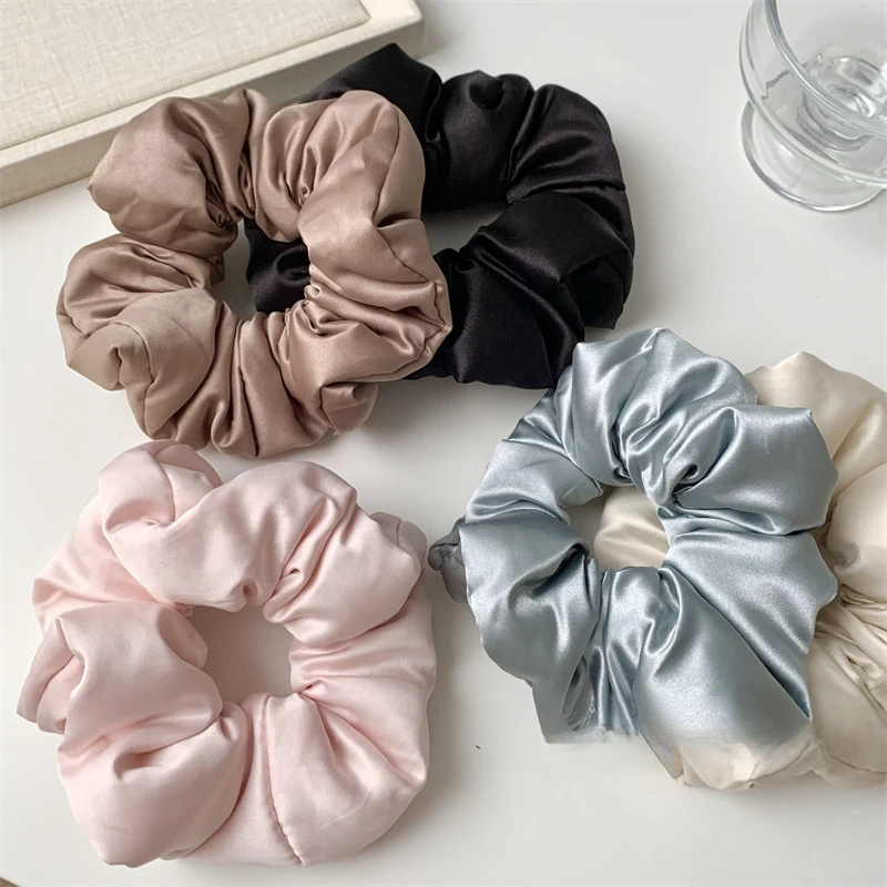 韩版枕头大肠圈简约羽绒服花苞发圈褶皱百搭纯色甜美轻奢复古头绳