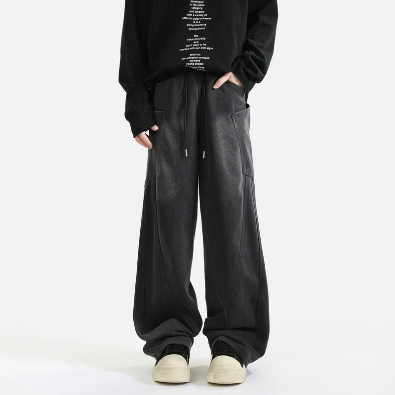 二更秋冬季新款潮牌高街直卫裤美式复古百搭长裤